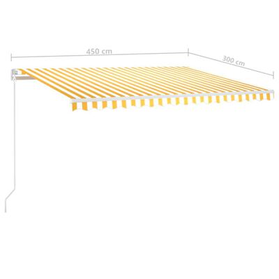 vidaXL Toldo retráctil manual amarillo y blanco 450x300 cm
