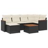 vidaXL Set de comedor de jard&iacute;n 7 pzas y cojines rat&aacute;n sint&eacute;tico negro