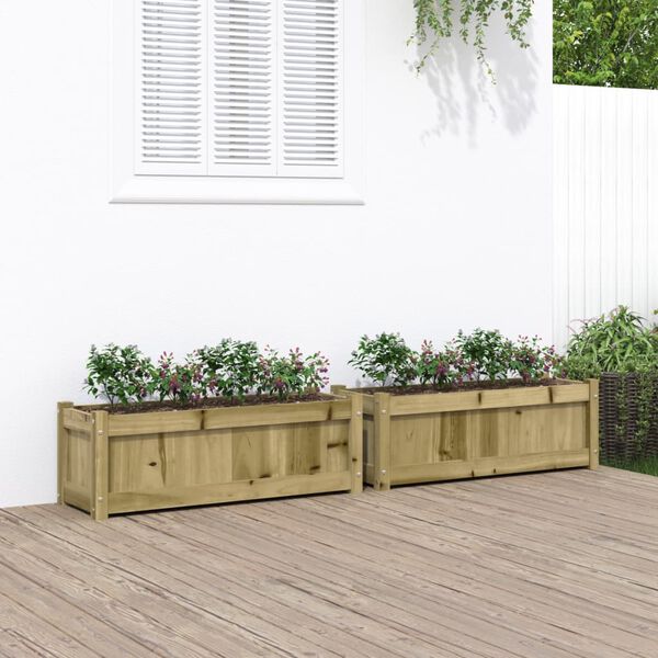 vidaXL Jardineras de exterior 2 unidades madera impregnada de pino