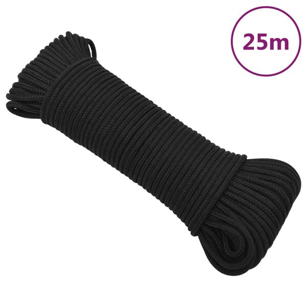 vidaXL Cuerda de barco polipropileno negro intenso 3 mm 25 m