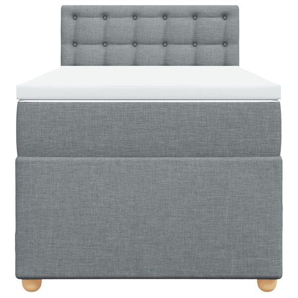 vidaXL Cama box spring con colchón tela gris claro 90x200 cm