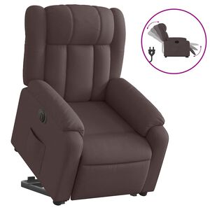 vidaXL Sill&oacute;n el&eacute;ctrico reclinable elevable de tela marr&oacute;n oscuro