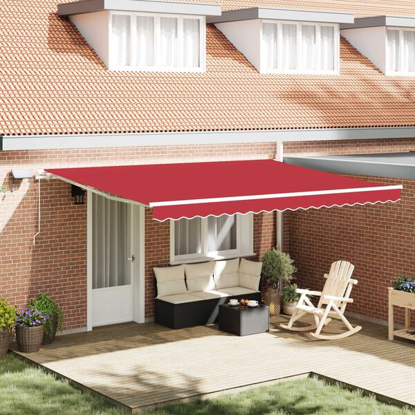 vidaXL Toldo Retr&aacute;ctil Manual Rojo 450 x 300 cm Tela y acero
