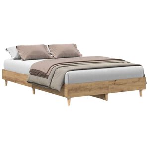 vidaXL Estructura de cama sin colch&oacute;n roble artesanal 140x190cm madera