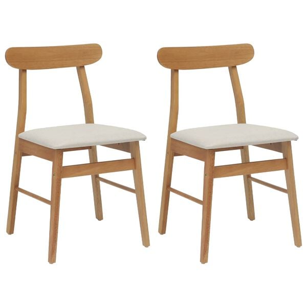 vidaXL Silla de comedor 2 pcs Natural y claro Madera de Caucho S&oacute;lido