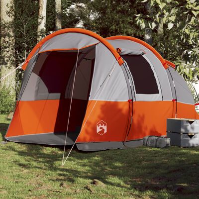 vidaXL Tienda de camping con túnel 4 personas impermeable gris naranja