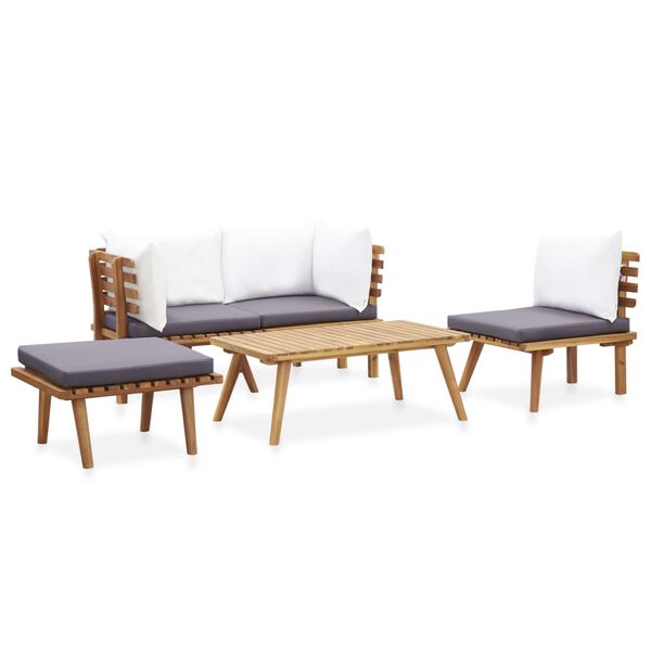 vidaXL Juego de muebles de jardín 5 pzas madera maciza de acacia