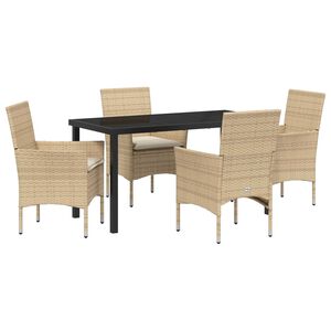 vidaXL Conjunto de Comedor de Jard&iacute;n 5 pcs Beige rat&aacute;n sint&eacute;tico