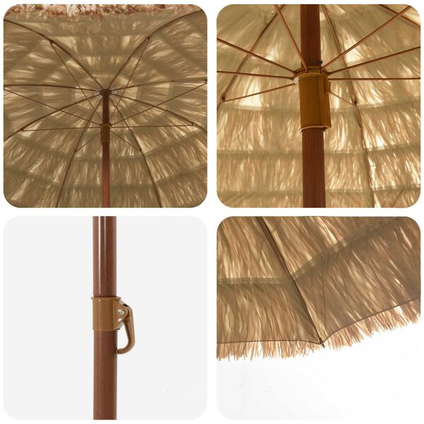 vidaXL Parasol de playa Natural 255 x 255 x 255 cm Poli&eacute;ster y Acero