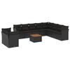vidaXL Set de sof&aacute;s de jard&iacute;n 11 pzas y cojines rat&aacute;n sint&eacute;tico negro