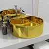 vidaXL Lavabo con rebosadero 46,5x15,5 cm cerámica dorado
