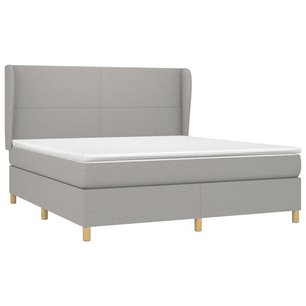 vidaXL Cama box spring con colch&oacute;n tela gris claro 160x200 cm