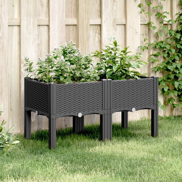 vidaXL Jardinera con patas PP negro 80x40x42 cm