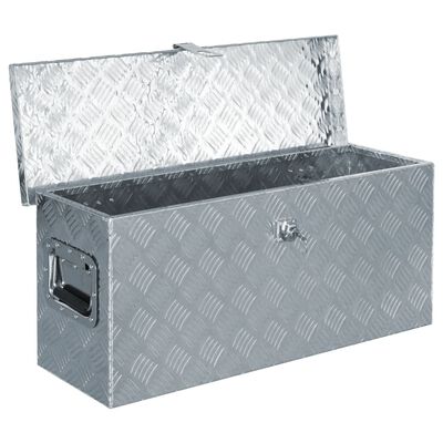 vidaXL Caja de aluminio 76,5x26,5x33 cm cm plateada
