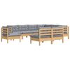 vidaXL Juego de muebles de jard&iacute;n 9 pzas y cojines madera maciza pino