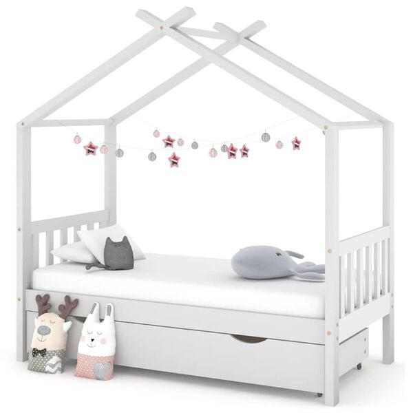 vidaXL Estructura cama ni&ntilde;os con caj&oacute;n madera pino blanco 80x160 cm