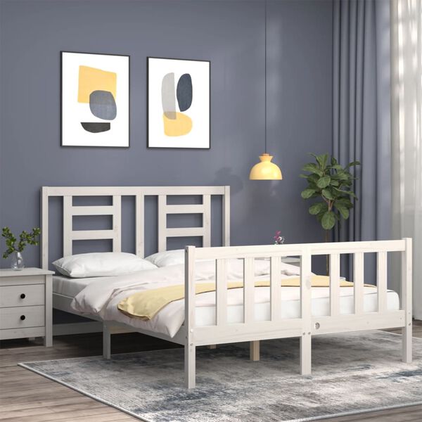 vidaXL Estructura de cama sin colch&oacute;n madera de pino blanca 140x190 cm