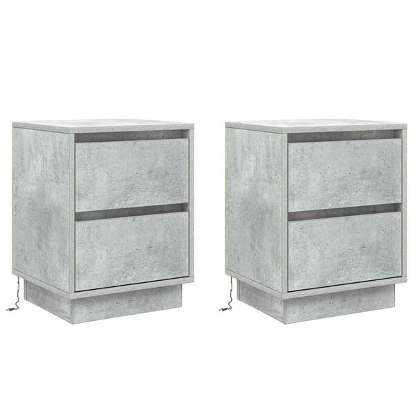 vidaXL Armario de Noche 2 pcs Gris Concreto 39 x 34,5 x 50 cm