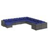 vidaXL Set de muebles de jard&iacute;n 11 pzas y cojines rat&aacute;n sint&eacute;tico gris