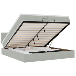 vidaXL Estructura de cama otomana con colch&oacute;n gris claro 200x200 cm