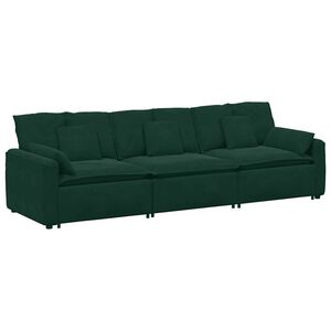 vidaXL Sof&aacute; modular con cojines verde oscuro