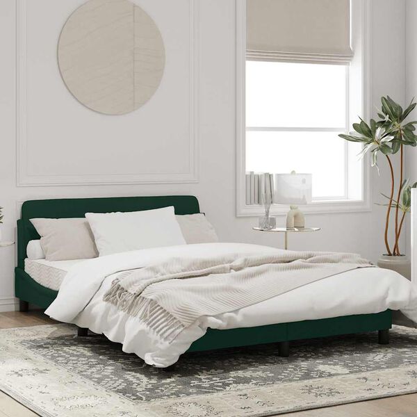 vidaXL Estructura de cama Dover terciopelo verde oscuro 140x190 cm