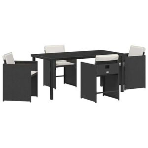 vidaXL Conjunto de Comedor de Jard&iacute;n 5 pcs Negro rat&aacute;n sint&eacute;tico