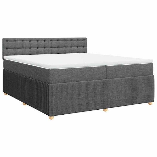 vidaXL Cama box spring con colch&oacute;n tela gris oscuro 200x200 cm