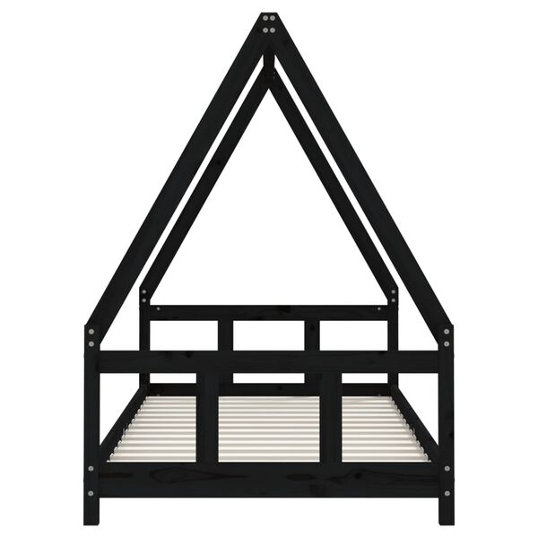vidaXL Estructura de cama para ni&ntilde;os madera de pino negro 90x190 cm