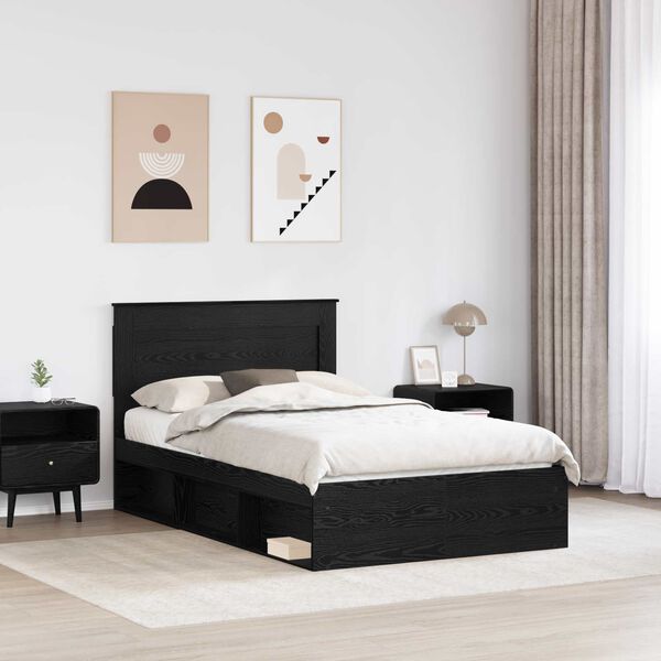 vidaXL Estructura de cama Negro 120 x 190 cm Madera de pino macizo