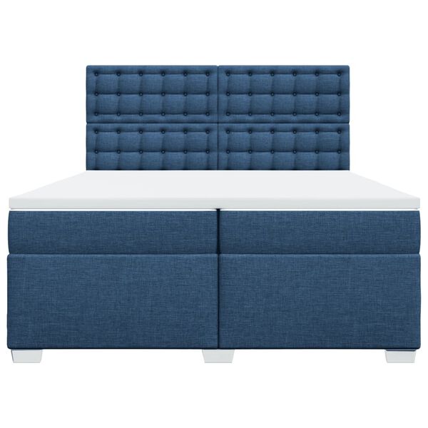 vidaXL Cama box spring con colch&oacute;n tela azul 200x200 cm