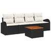 vidaXL Conjunto de sof&aacute;s de jard&iacute;n 5 uds. Negro rat&aacute;n sint&eacute;tico