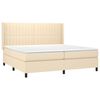 vidaXL Cama box spring colch&oacute;n y luces LED tela crema 200x200 cm
