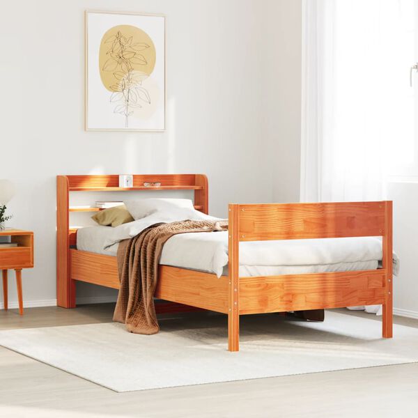 vidaXL Estructura de cama sin colch&oacute;n madera de pino marr&oacute;n 90x200 cm