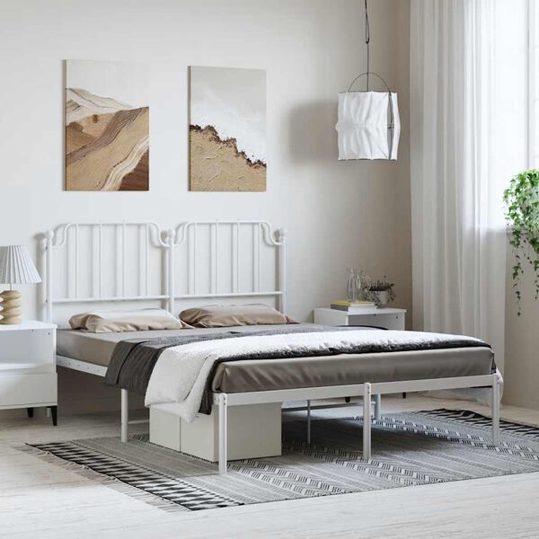 vidaXL Estructura cama sin colch&oacute;n con cabecero metal blanco 150x200cm