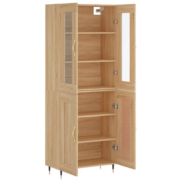 vidaXL Aparador alto madera contrachapada color roble 69,5x34x180 cm