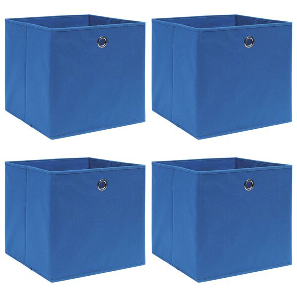 vidaXL Cajas de almacenaje 4 uds tela azul 32x32x32 cm