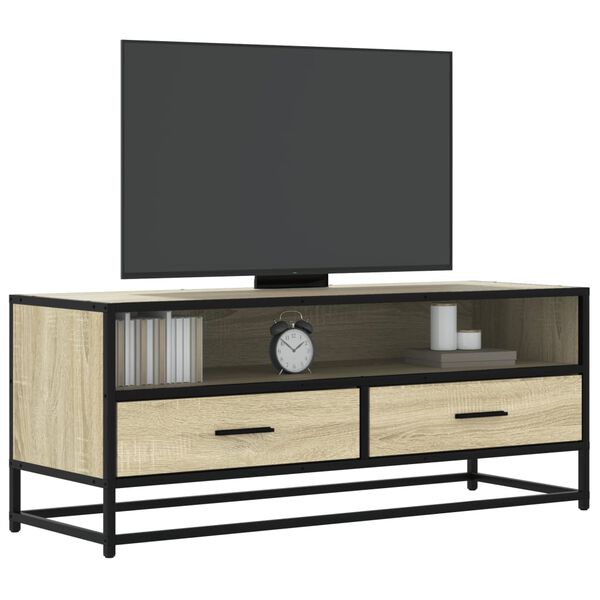 vidaXL Mueble TV metal y madera ingenier&iacute;a roble Sonoma 100x34,5x40 cm