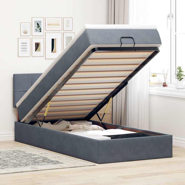 vidaXL Estructura cama otomana colchón terciopelo gris oscuro