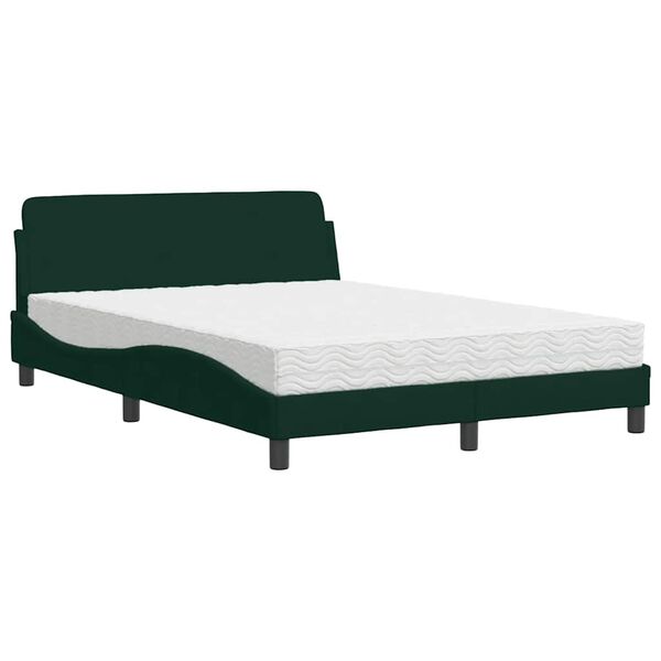 vidaXL Cama con colch&oacute;n Dover terciopelo verde oscuro 120x200 cm