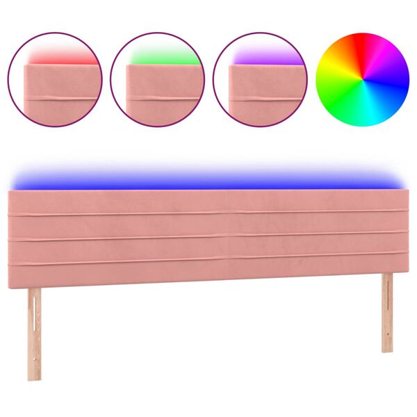 vidaXL Cabecero con LED de terciopelo rosa 200x5x78/88 cm