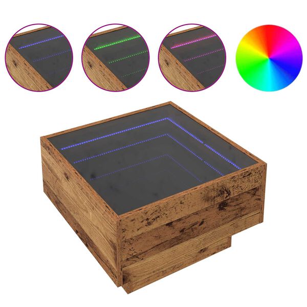 vidaXL Mesa de Caf&eacute; Madera vieja 50 x 50 x 30 cm Madera contrachapada