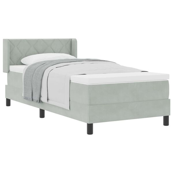 vidaXL Cama tipo Box Spring Gris Claro 200 x 90 cm Poli&eacute;ster