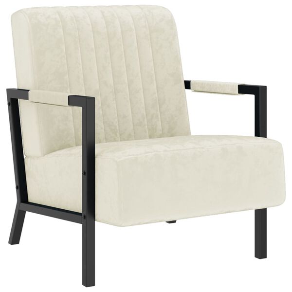 vidaXL Sill&oacute;n de terciopelo blanco crema
