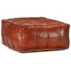 vidaXL Puf marr&oacute;n 60x60x30 cm cuero aut&eacute;ntico de cabra