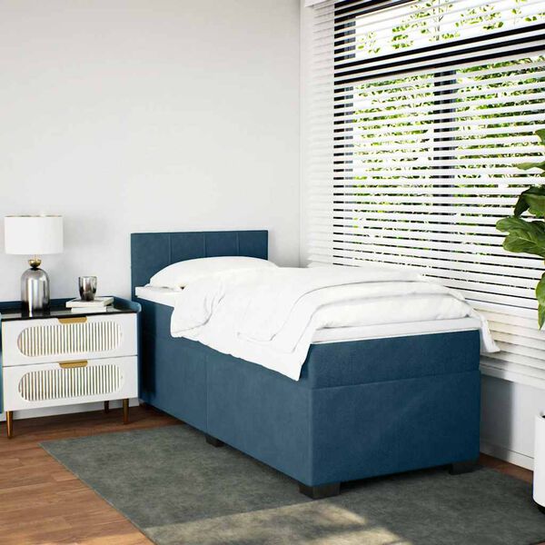 vidaXL Cama box spring con colch&oacute;n terciopelo azul 90x190 cm