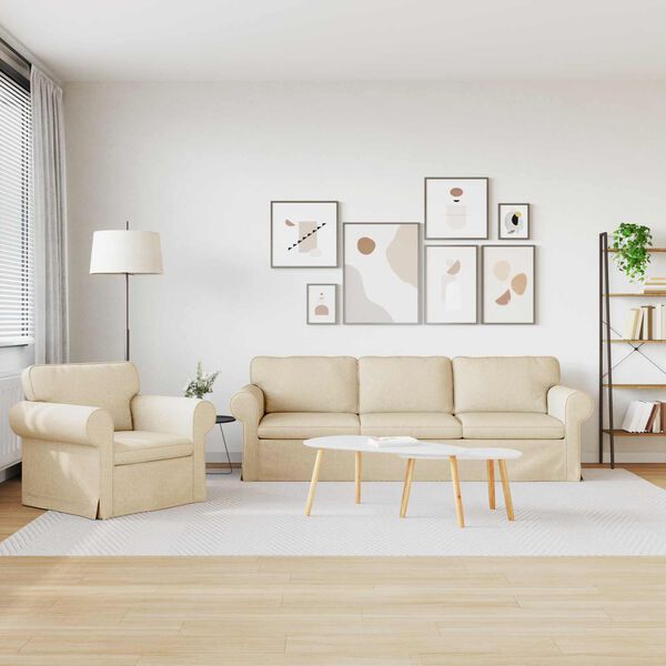 vidaXL Sof&aacute; 2 pcs Crema