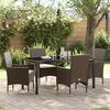 vidaXL Conjunto de Comedor de Jard&iacute;n 5 pcs Marr&oacute;n rat&aacute;n sint&eacute;tico