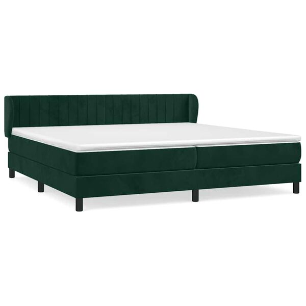 vidaXL Cama box spring con colch&oacute;n terciopelo verde oscuro 200x200 cm