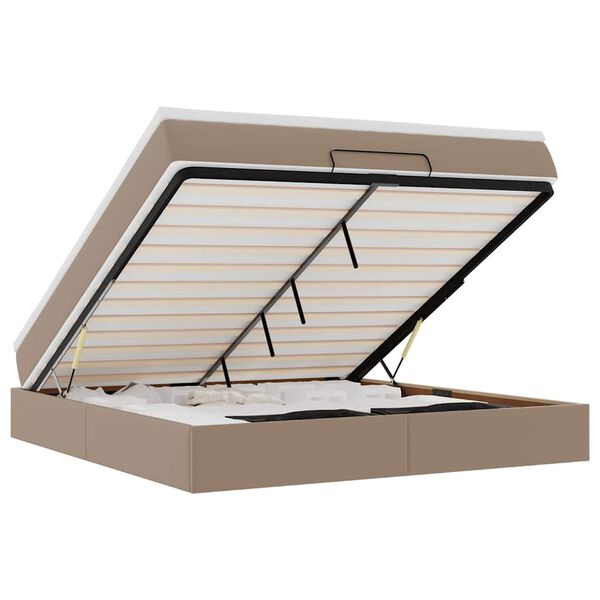 vidaXL Estructura cama otomana colch&oacute;n cappucino cuero sint&eacute;tico